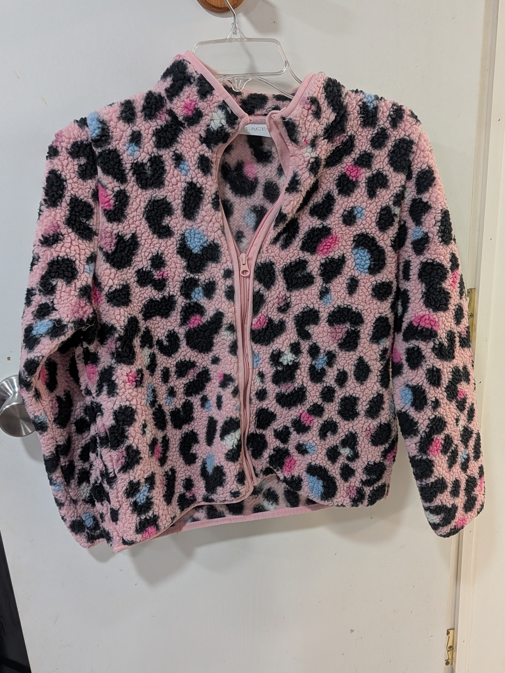 Kids Pink Leopard Print Fleece Jacket